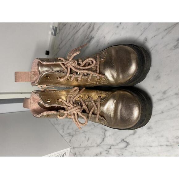 H&M toddler girls metallic pink combat boots size 9 - Picture 4 of 5